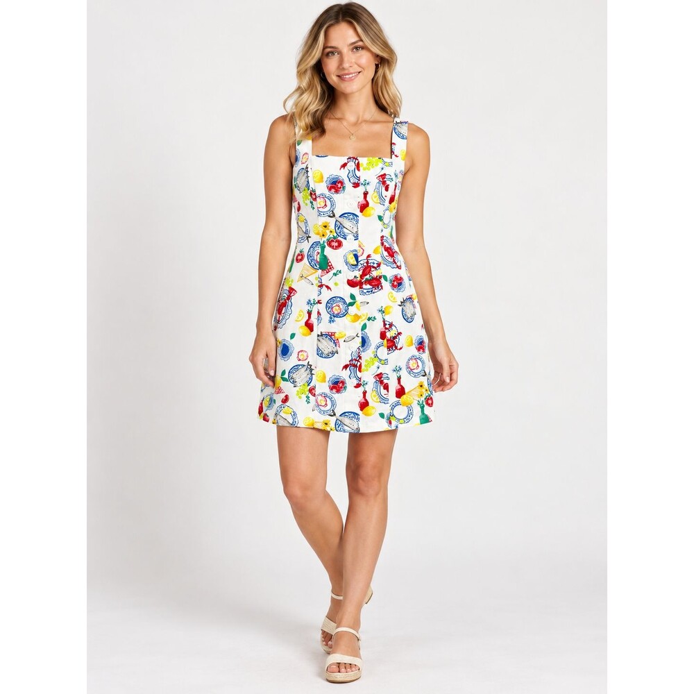 Corey Lynn Calter Women’s Small Novelty Print Mini Dress Button Front Sleeveless